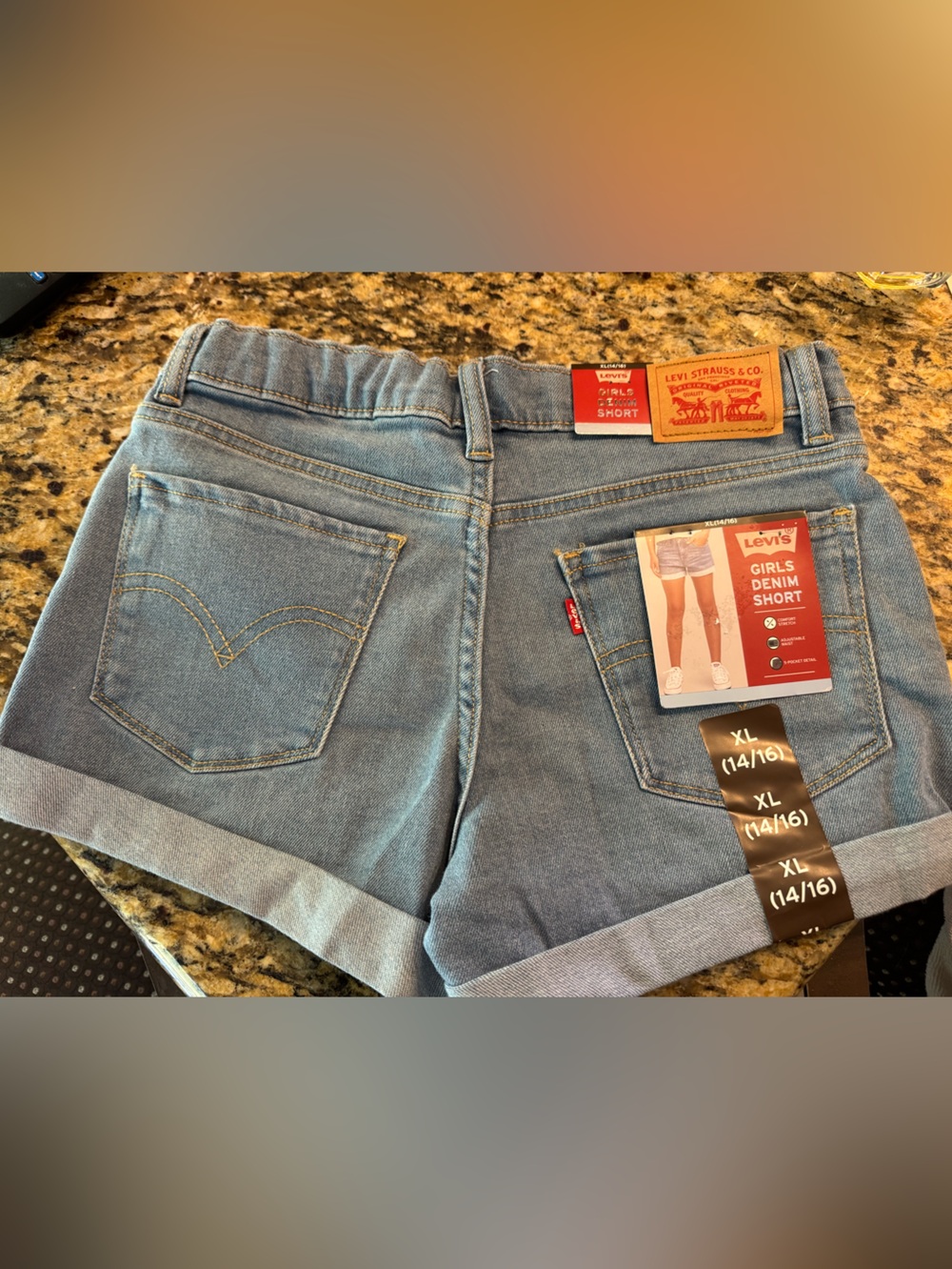 Levi's Light Blue Girls size 14-16 Denim Cuffed Shorts NWT